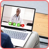 Virtual doctor consultation on a laptop