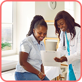Doctor reviewing care information with a patient